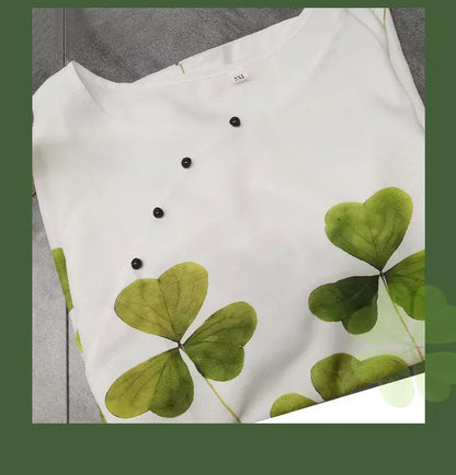 Casual Women's Set - Short Sleeve Shirt + High Waist Floral Pants