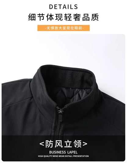 Winter Men's Fleece Warm Jackets Bomber Fashion Parkas Outerwear Coats Men Casual Windbreaker Jacket Classic Solid Thermal Coat