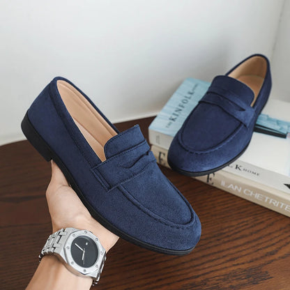 Summer Men's Suede Leather Flat Designer Loafers Comfy Outdoor Walking Shoes British Style All-match Non-slip Driving Boat Shoes