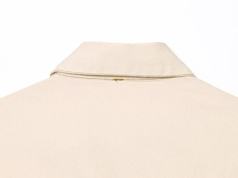 ETJ 2025 traf Spring New 1975 series denim MIDI dress with lapel side zipper fashion wrinkle waist slim elegant dress