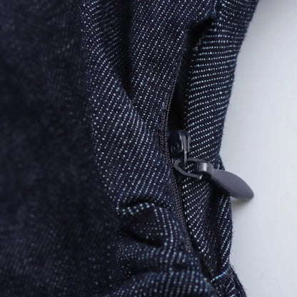 ETJ 2025 traf Spring New 1975 series denim MIDI dress with lapel side zipper fashion wrinkle waist slim elegant dress