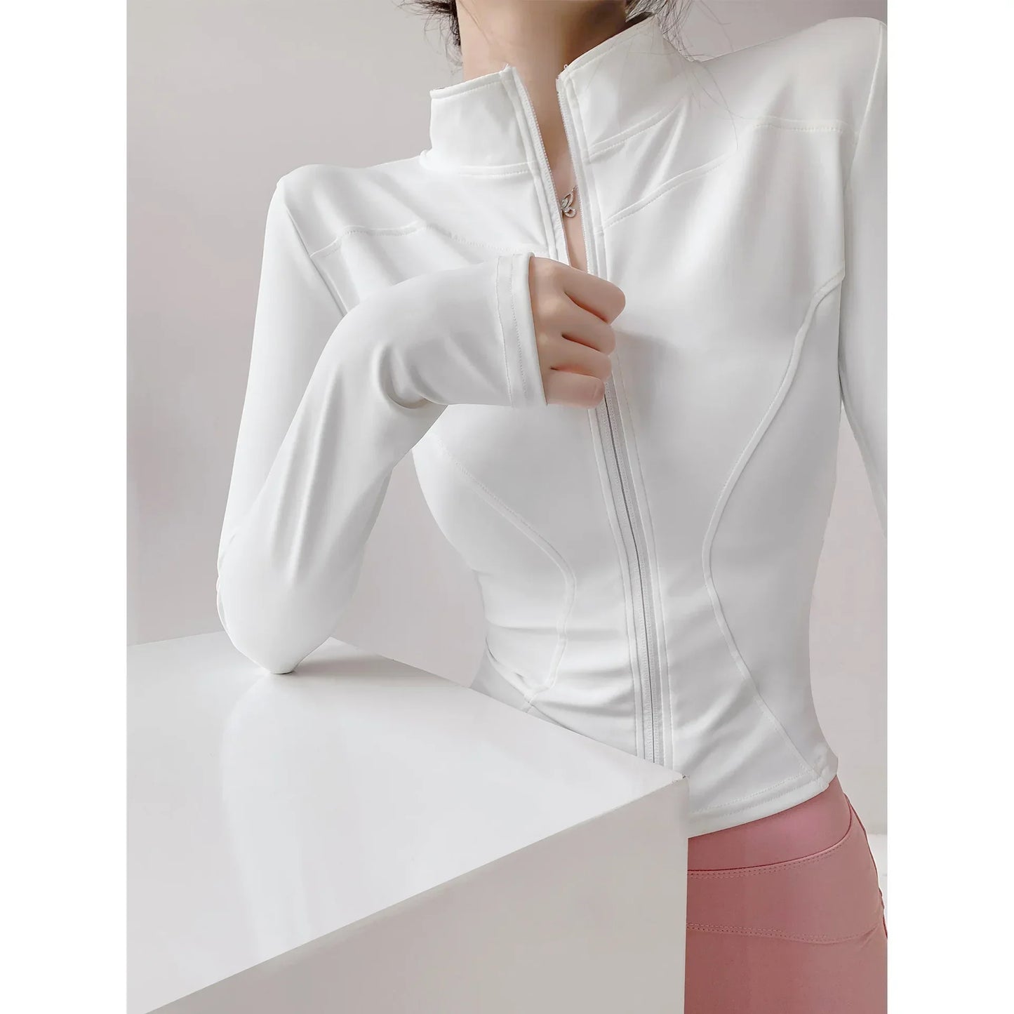 Sun Quick Drying Sports Coat Women's Tight Top Yoga Jacket Long Sleeve Zipper Jacket Running Fitness Women's Jacket S-3XL