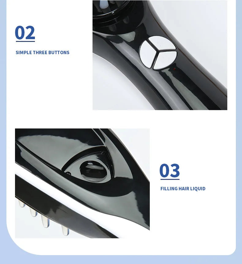 Electric Massager Comb with LED and Vibration - Anti Hair Loss, Stimulates Hair Growth, Tonics Atomization