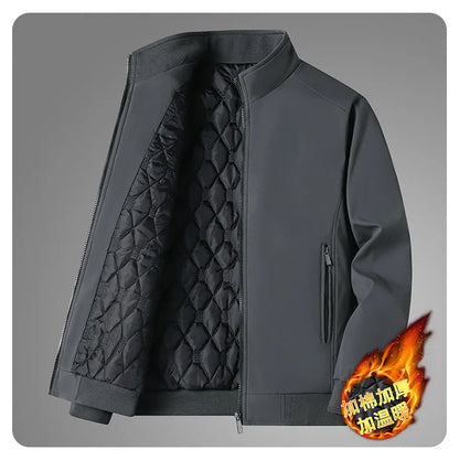 Winter Men's Fleece Warm Jackets Bomber Fashion Parkas Outerwear Coats Men Casual Windbreaker Jacket Classic Solid Thermal Coat