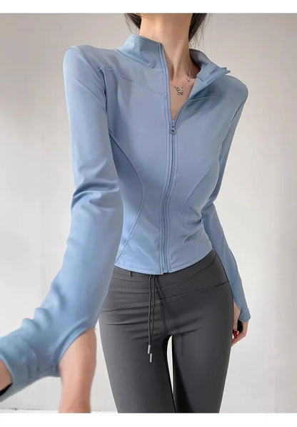Sun Quick Drying Sports Coat Women's Tight Top Yoga Jacket Long Sleeve Zipper Jacket Running Fitness Women's Jacket S-3XL
