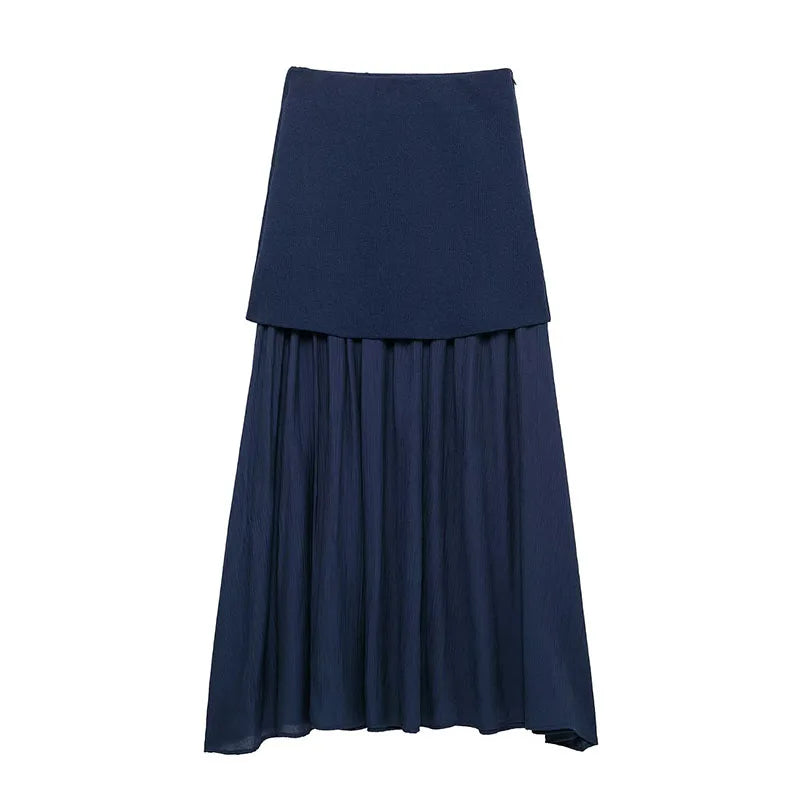 Modern Women's Set - Blouse + Long Skirt with High Waist Zipper
