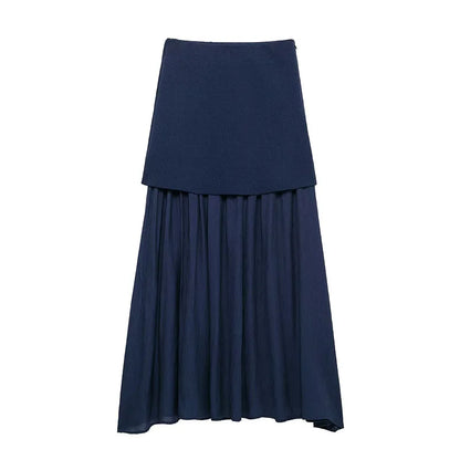 Modern Women's Set - Blouse + Long Skirt with High Waist Zipper