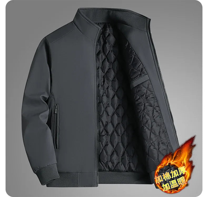 Winter Men's Fleece Warm Jackets Bomber Fashion Parkas Outerwear Coats Men Casual Windbreaker Jacket Classic Solid Thermal Coat