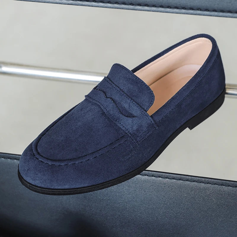 Summer Men's Suede Leather Flat Designer Loafers Comfy Outdoor Walking Shoes British Style All-match Non-slip Driving Boat Shoes