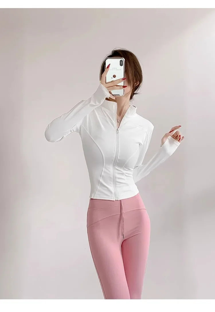 Sun Quick Drying Sports Coat Women's Tight Top Yoga Jacket Long Sleeve Zipper Jacket Running Fitness Women's Jacket S-3XL