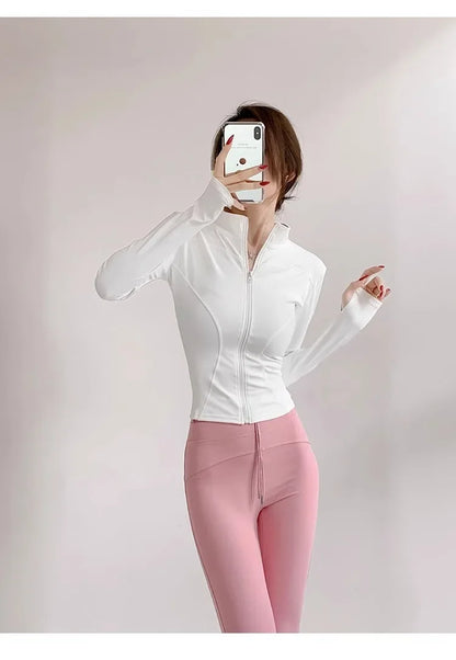 Sun Quick Drying Sports Coat Women's Tight Top Yoga Jacket Long Sleeve Zipper Jacket Running Fitness Women's Jacket S-3XL