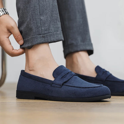 Summer Men's Suede Leather Flat Designer Loafers Comfy Outdoor Walking Shoes British Style All-match Non-slip Driving Boat Shoes