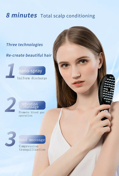 Electric Massager Comb with LED and Vibration - Anti Hair Loss, Stimulates Hair Growth, Tonics Atomization