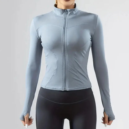 Women's Lightweight Zip-Up Running Jacket, Quick-Drying Long Sleeve Yoga Top for Fall/Winter Outdoor Activities Yoga Sportwear