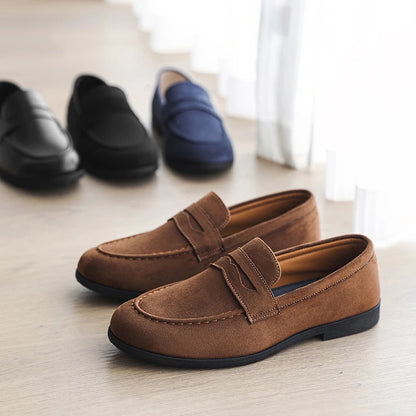 Summer Men's Suede Leather Flat Designer Loafers Comfy Outdoor Walking Shoes British Style All-match Non-slip Driving Boat Shoes