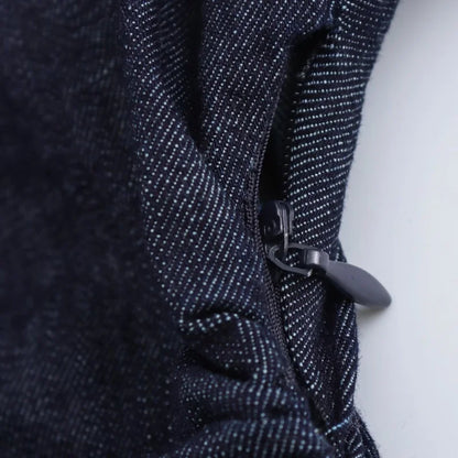 ETJ 2025 traf Spring New 1975 series denim MIDI dress with lapel side zipper fashion wrinkle waist slim elegant dress