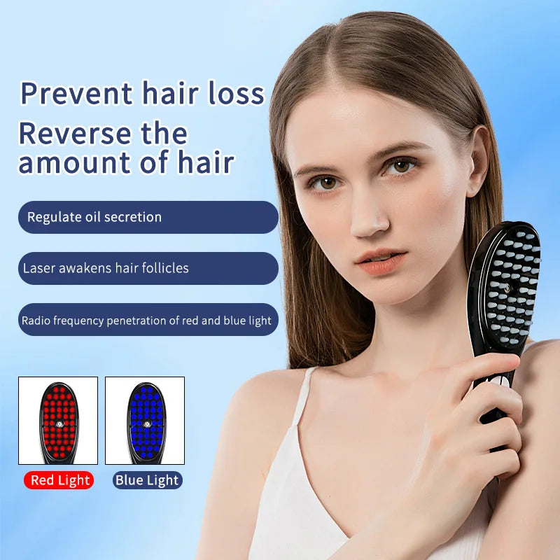Electric Massager Comb with LED and Vibration - Anti Hair Loss, Stimulates Hair Growth, Tonics Atomization