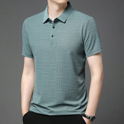 2024 Men's New Printed Business Casual Short sleeved POLO Shirt Fashion Short sleeved Comfortable and Breathable Top