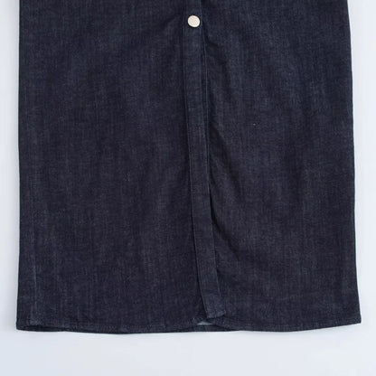 ETJ 2025 traf Spring New 1975 series denim MIDI dress with lapel side zipper fashion wrinkle waist slim elegant dress