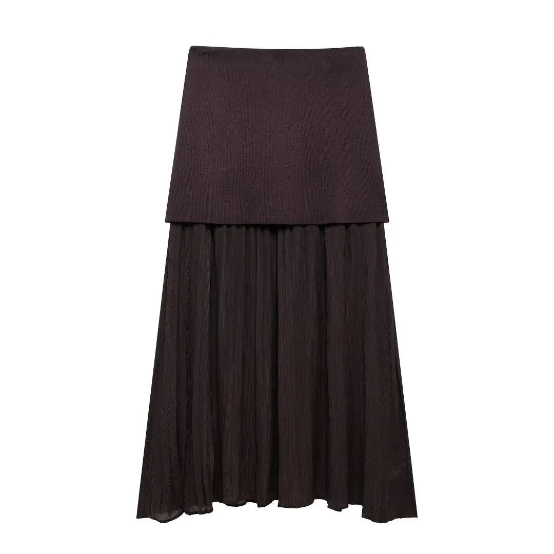 Modern Women's Set - Blouse + Long Skirt with High Waist Zipper