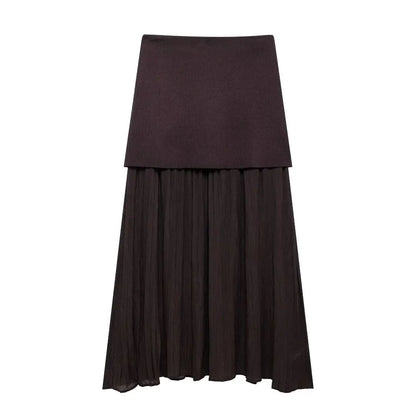 Modern Women's Set - Blouse + Long Skirt with High Waist Zipper