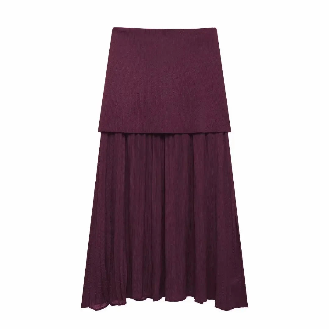 Modern Women's Set - Blouse + Long Skirt with High Waist Zipper