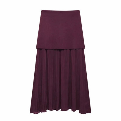 Modern Women's Set - Blouse + Long Skirt with High Waist Zipper
