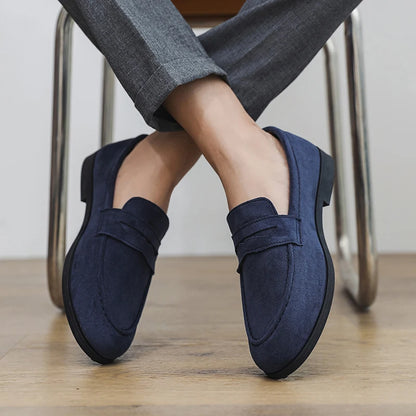 Summer Men's Suede Leather Flat Designer Loafers Comfy Outdoor Walking Shoes British Style All-match Non-slip Driving Boat Shoes