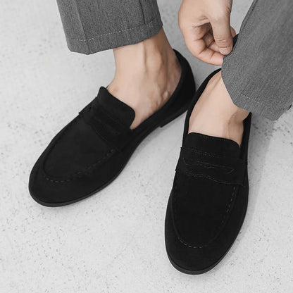 Summer Men's Suede Leather Flat Designer Loafers Comfy Outdoor Walking Shoes British Style All-match Non-slip Driving Boat Shoes
