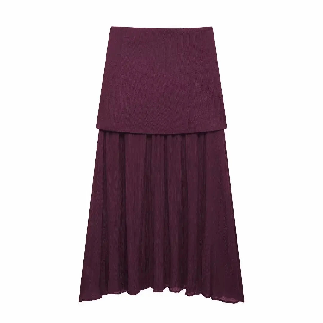 Modern Women's Set - Blouse + Long Skirt with High Waist Zipper