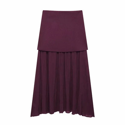 Modern Women's Set - Blouse + Long Skirt with High Waist Zipper