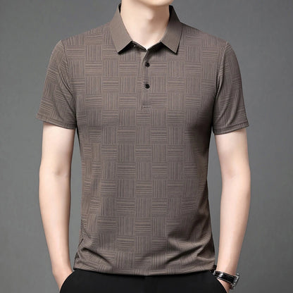 2024 Men's New Printed Business Casual Short sleeved POLO Shirt Fashion Short sleeved Comfortable and Breathable Top