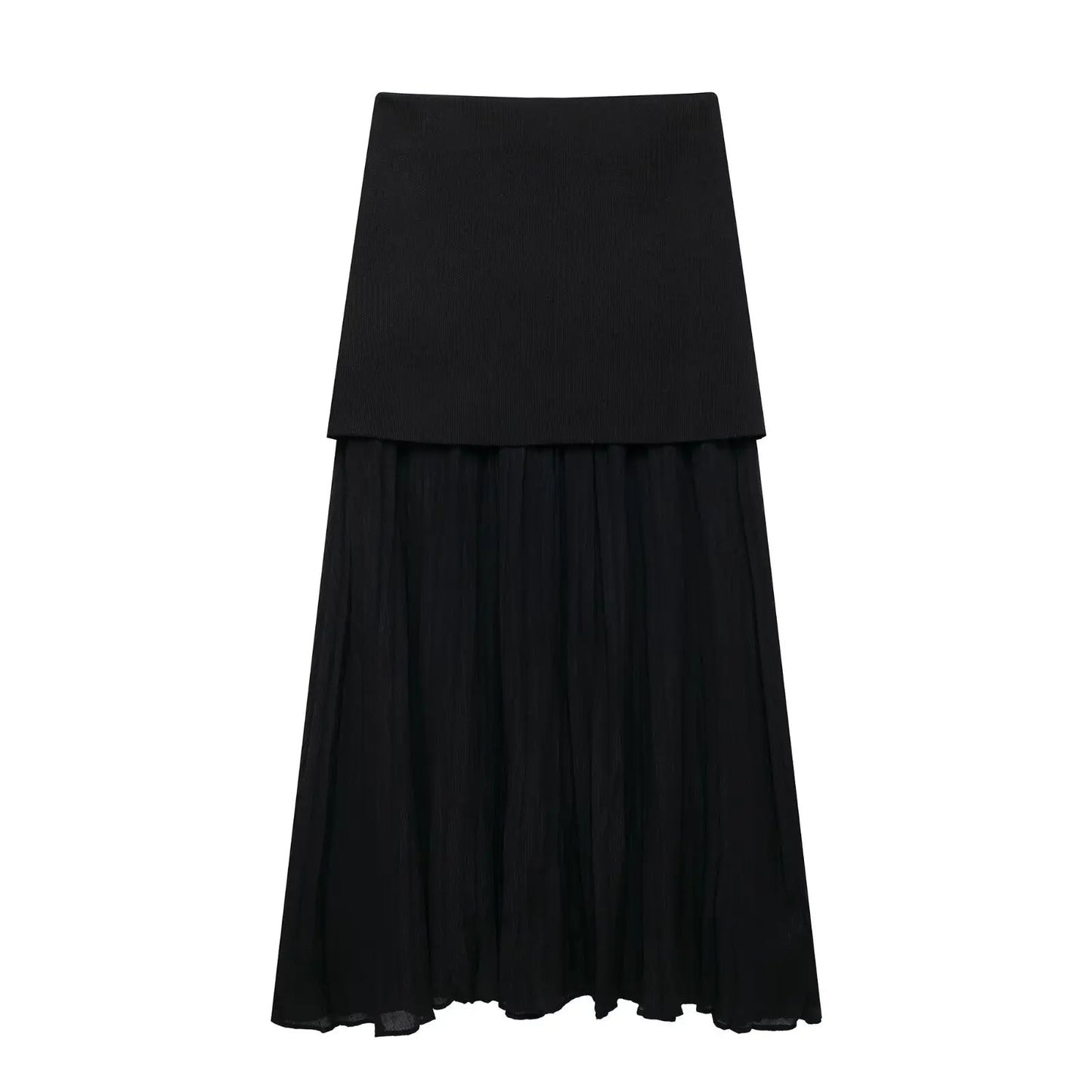 Modern Women's Set - Blouse + Long Skirt with High Waist Zipper