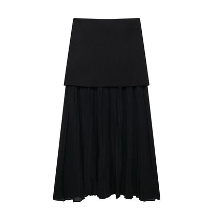 Modern Women's Set - Blouse + Long Skirt with High Waist Zipper