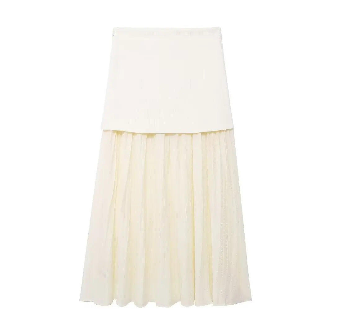 Modern Women's Set - Blouse + Long Skirt with High Waist Zipper