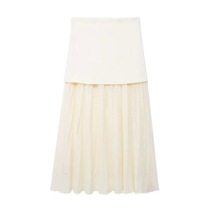 Modern Women's Set - Blouse + Long Skirt with High Waist Zipper