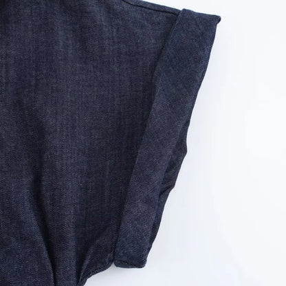 ETJ 2025 traf Spring New 1975 series denim MIDI dress with lapel side zipper fashion wrinkle waist slim elegant dress