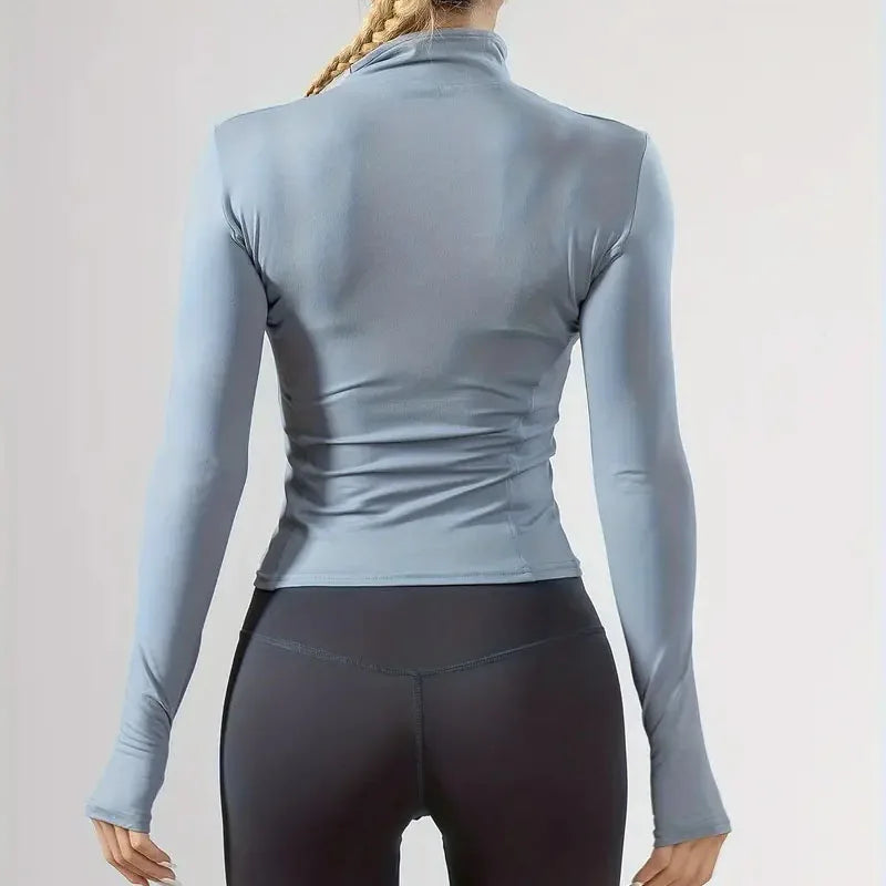 Women's Lightweight Zip-Up Running Jacket, Quick-Drying Long Sleeve Yoga Top for Fall/Winter Outdoor Activities Yoga Sportwear