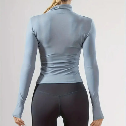 Women's Lightweight Zip-Up Running Jacket, Quick-Drying Long Sleeve Yoga Top for Fall/Winter Outdoor Activities Yoga Sportwear