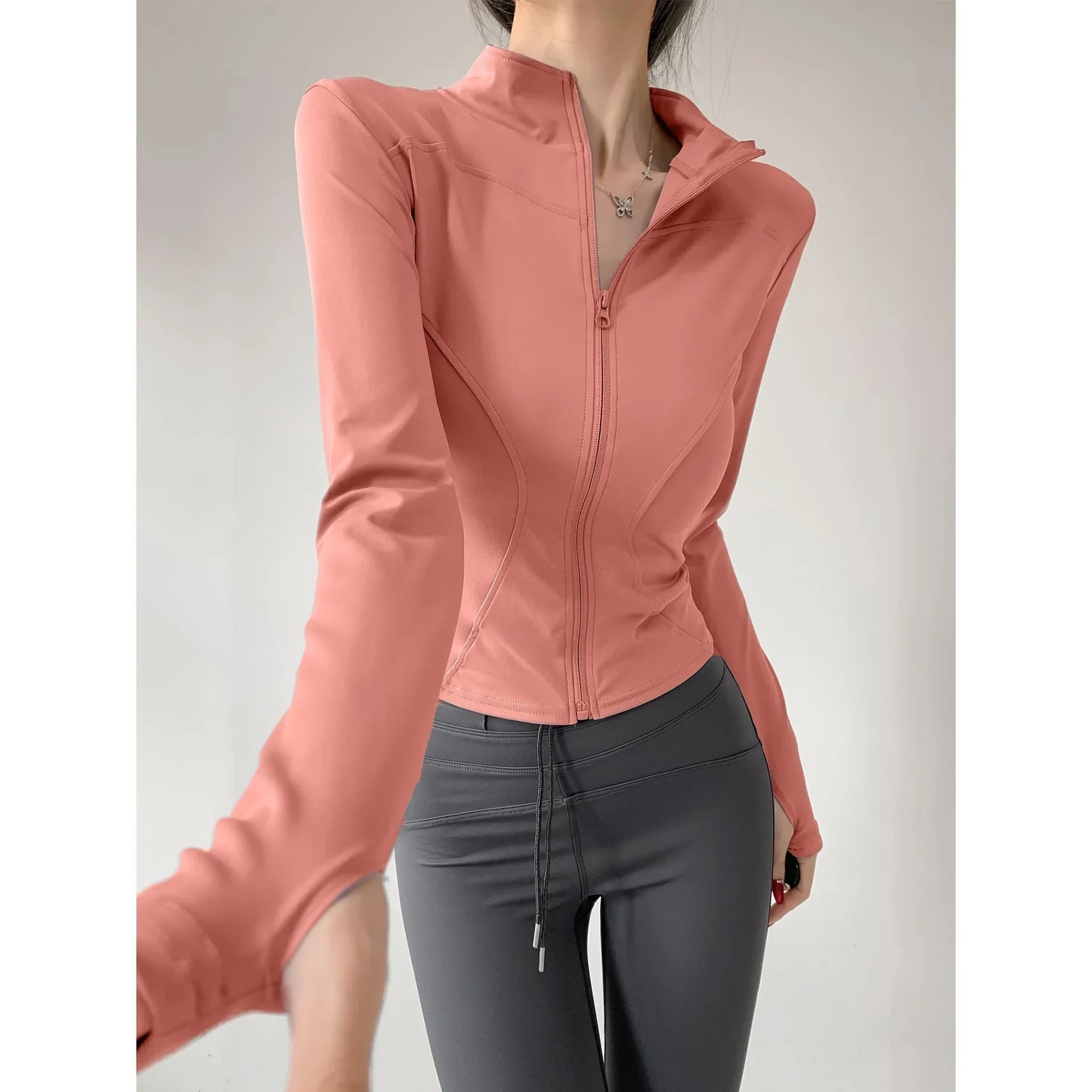 Sun Quick Drying Sports Coat Women's Tight Top Yoga Jacket Long Sleeve Zipper Jacket Running Fitness Women's Jacket S-3XL