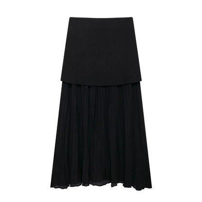 Modern Women's Set - Blouse + Long Skirt with High Waist Zipper