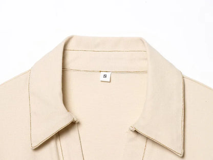 ETJ 2025 traf Spring New 1975 series denim MIDI dress with lapel side zipper fashion wrinkle waist slim elegant dress