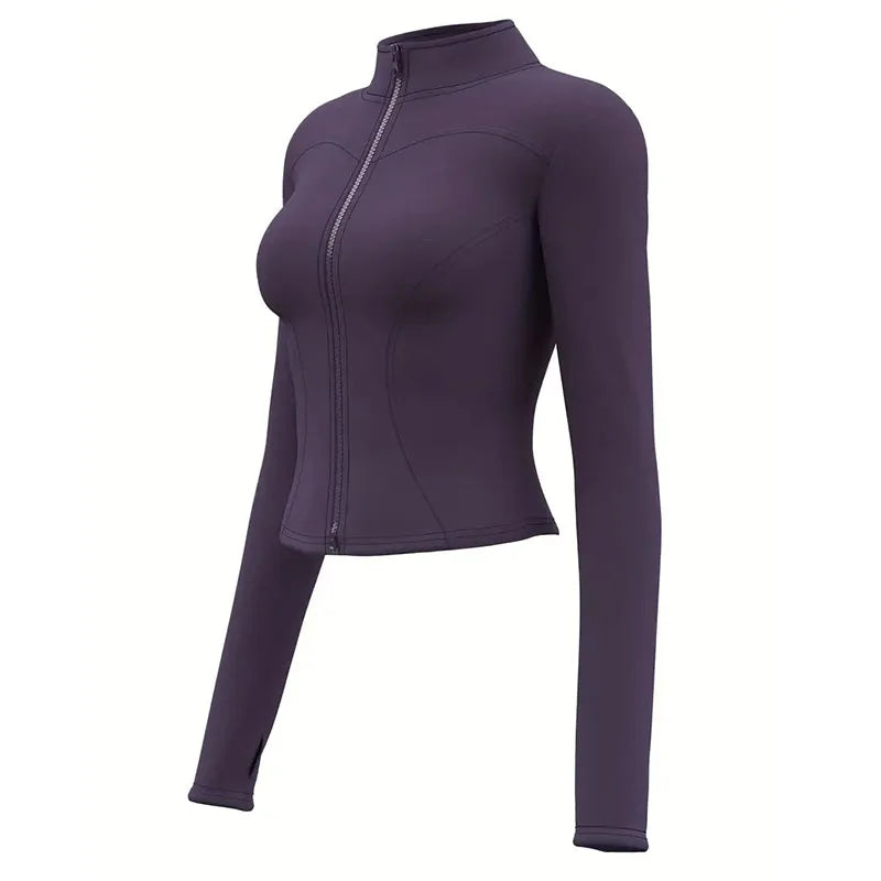 Women's Lightweight Zip-Up Running Jacket, Quick-Drying Long Sleeve Yoga Top for Fall/Winter Outdoor Activities Yoga Sportwear