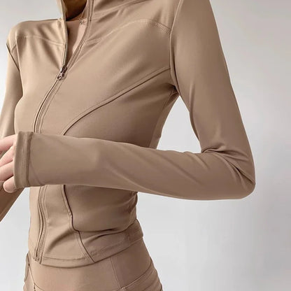 Sun Quick Drying Sports Coat Women's Tight Top Yoga Jacket Long Sleeve Zipper Jacket Running Fitness Women's Jacket S-3XL