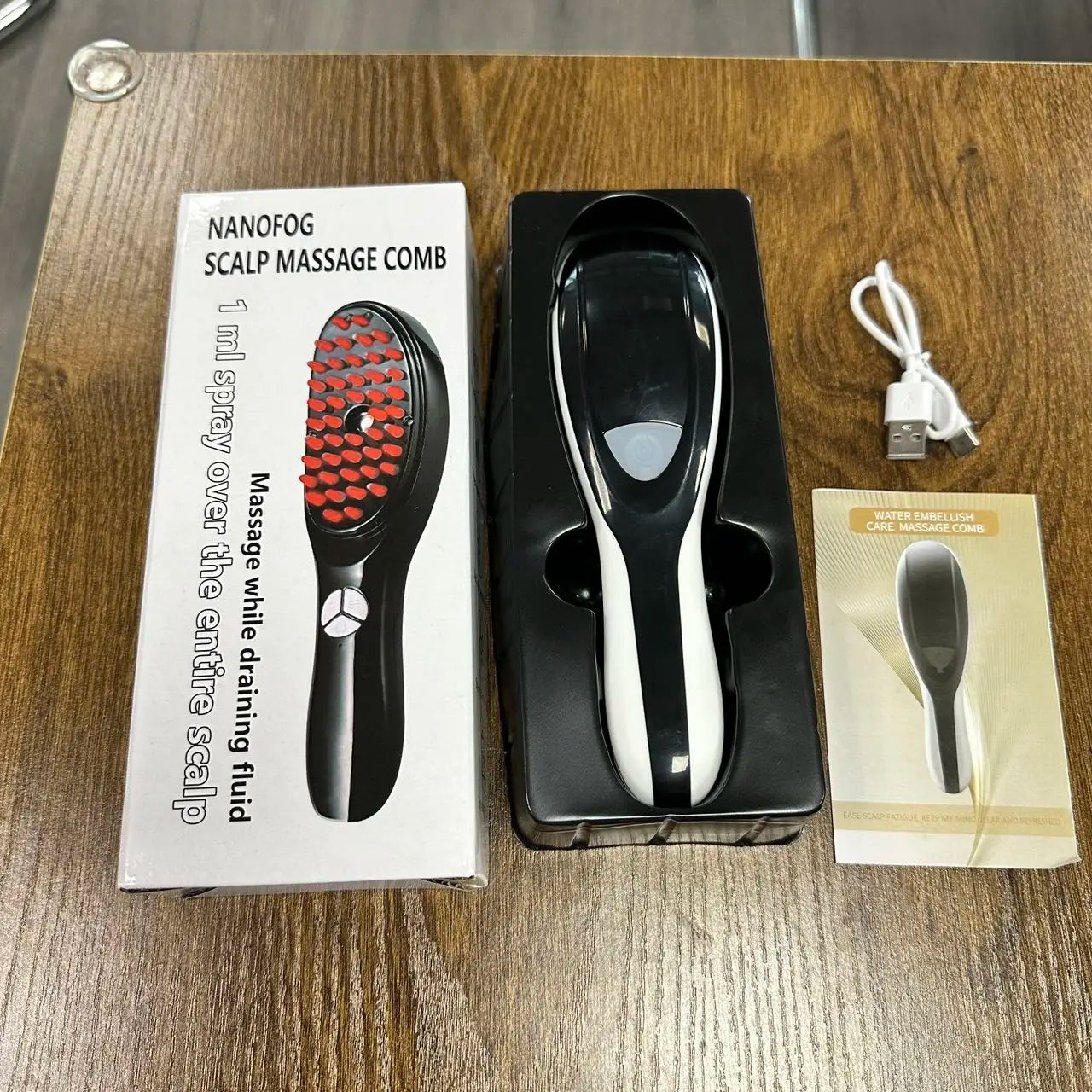 Electric Massager Comb with LED and Vibration - Anti Hair Loss, Stimulates Hair Growth, Tonics Atomization