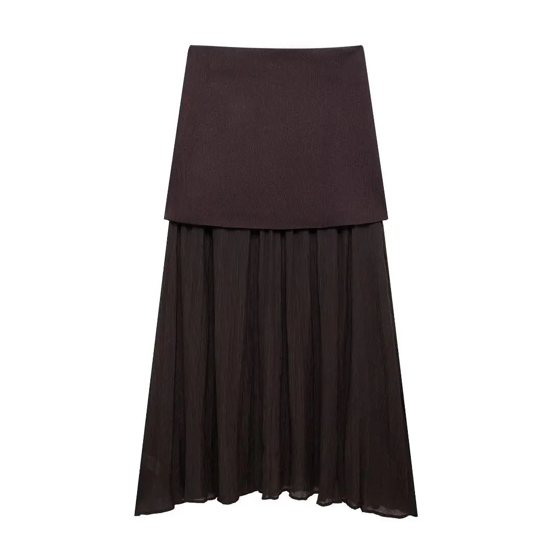 Modern Women's Set - Blouse + Long Skirt with High Waist Zipper
