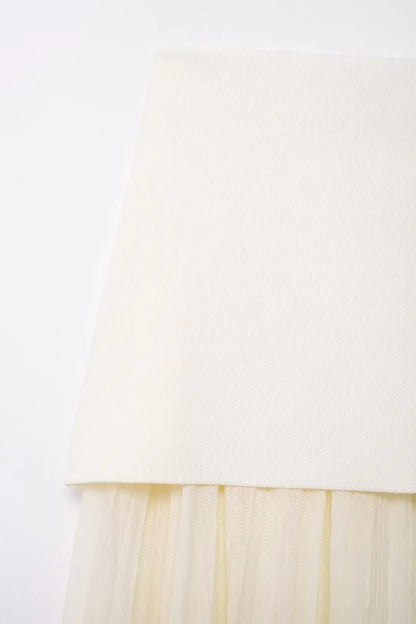 Modern Women's Set - Blouse + Long Skirt with High Waist Zipper