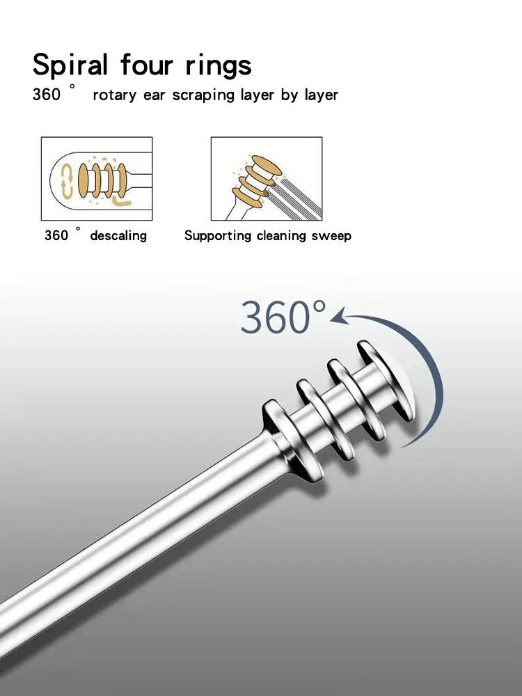 Ear Cleaning Kit 12 Pieces - Stainless Steel and Spiral Wax Remover