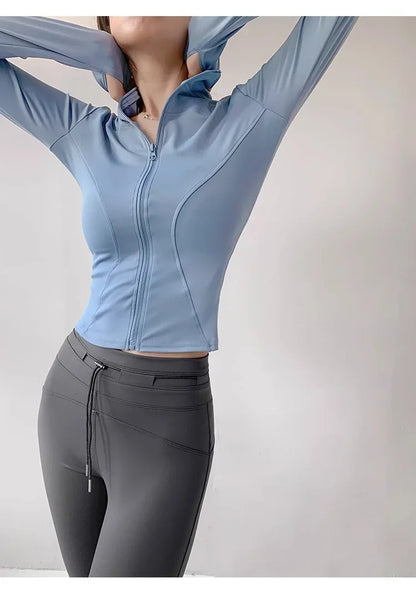 Sun Quick Drying Sports Coat Women's Tight Top Yoga Jacket Long Sleeve Zipper Jacket Running Fitness Women's Jacket S-3XL