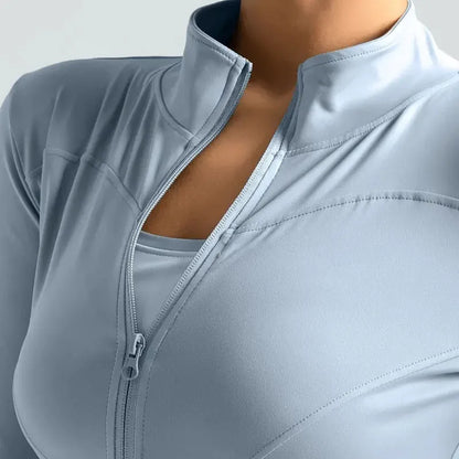 Women's Lightweight Zip-Up Running Jacket, Quick-Drying Long Sleeve Yoga Top for Fall/Winter Outdoor Activities Yoga Sportwear